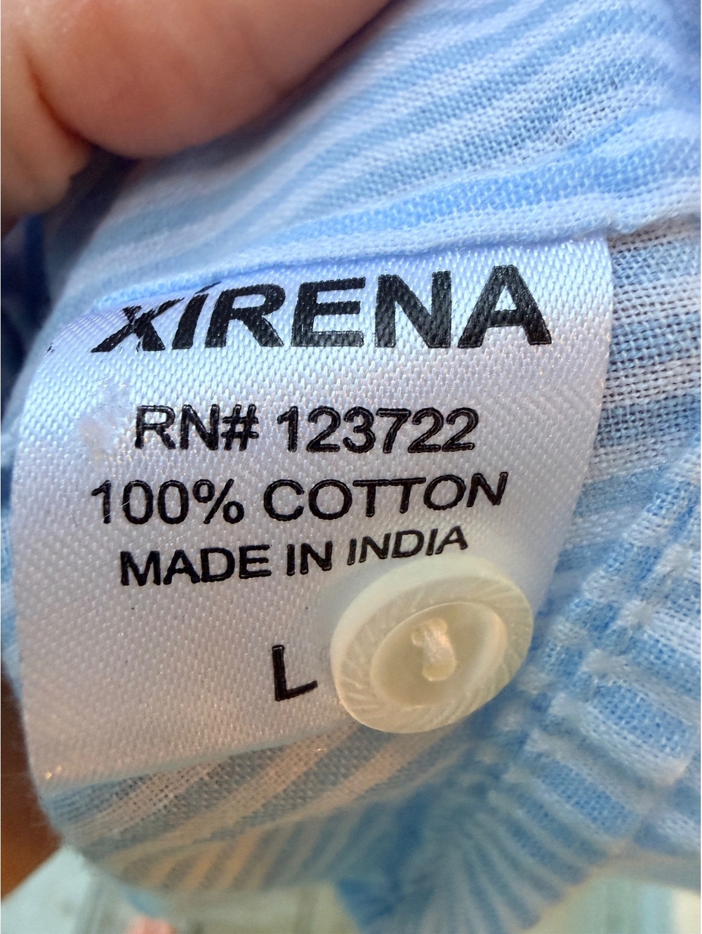 Xirena Women's Blue and White Striped Cotton Blouse with Embroidered Details, L - Picture 6 of 9